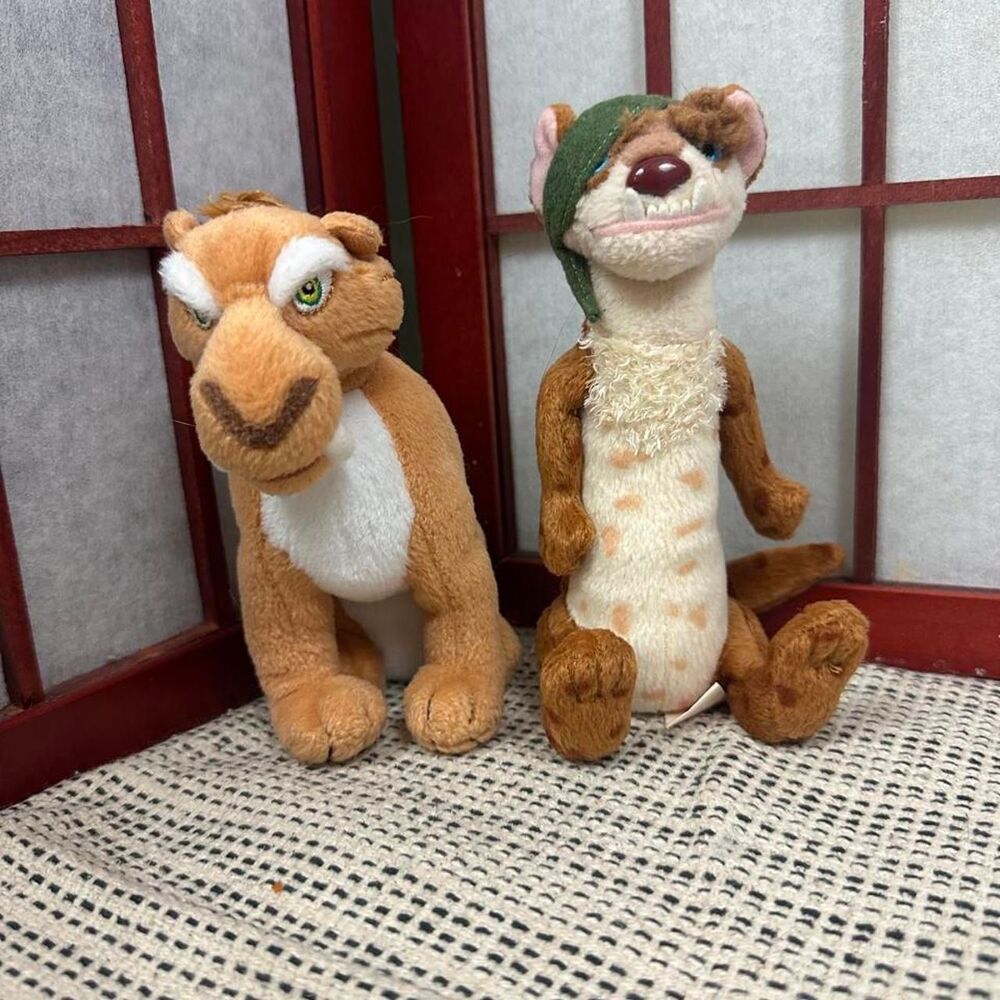 TY Ice Age Buck Weasel and Diego Saber Tooth Tiger Small Plush